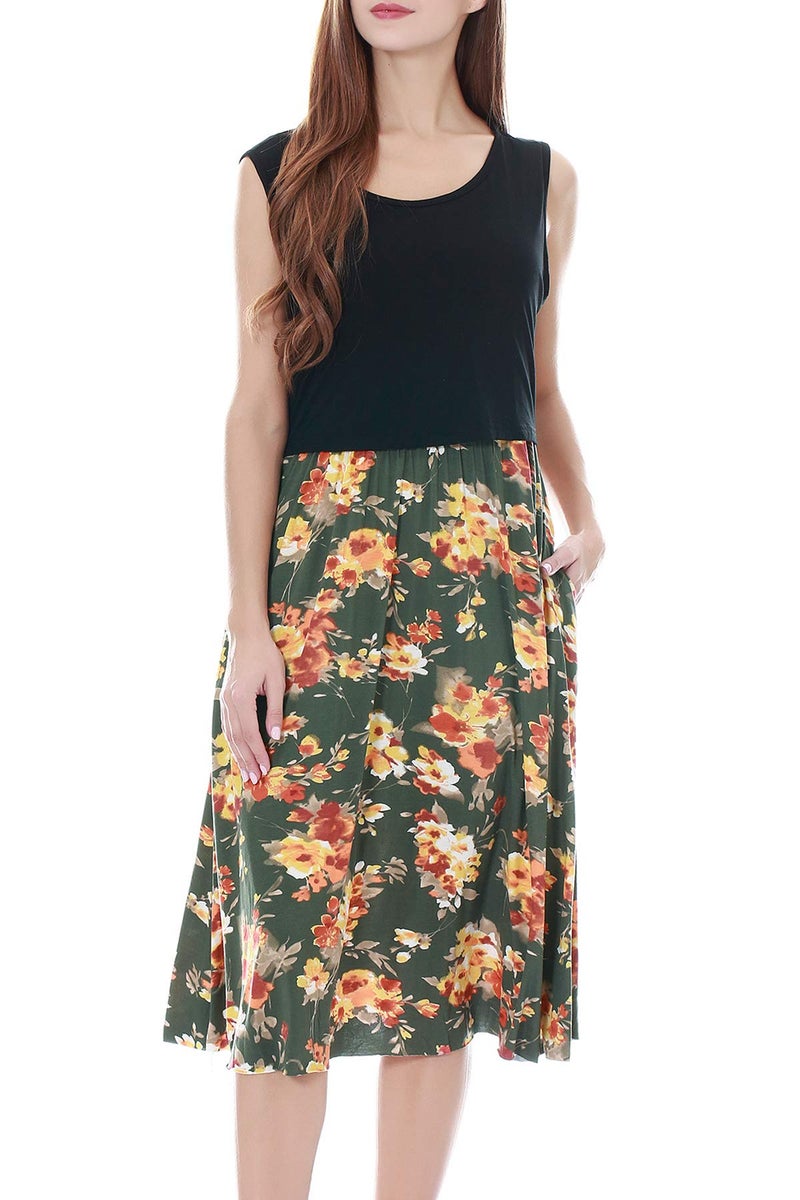 Smallshow Women's Sleeveless Nursing Dresses Patchwork Maternity Breastfeeding Dress SVP089 Medium - Image 4